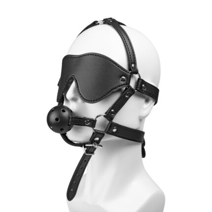 Lederen Bondage Masker met Blinddoek en Ballgag
